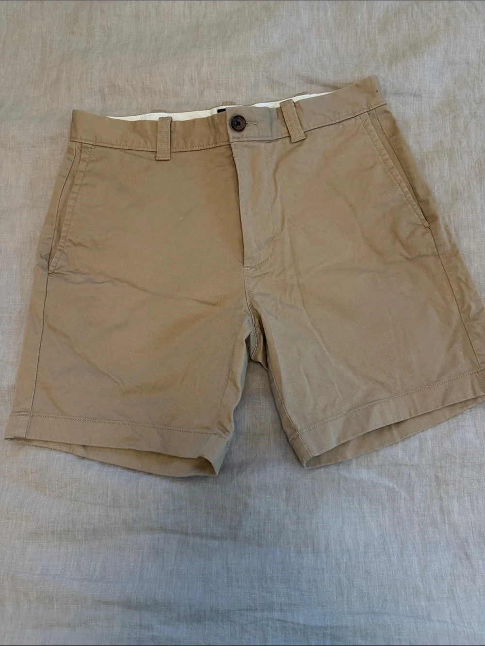J. Crew Men's Tan Flat-Front Chino Shorts - 7” inseam